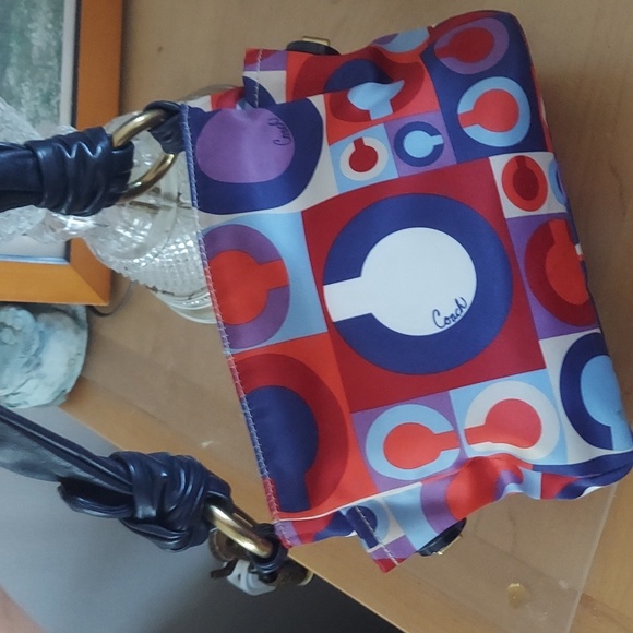 COACH Madison Op Art Resort Scarf Satin TopHandled Tote 2Pc Set - Picture 10 of 12